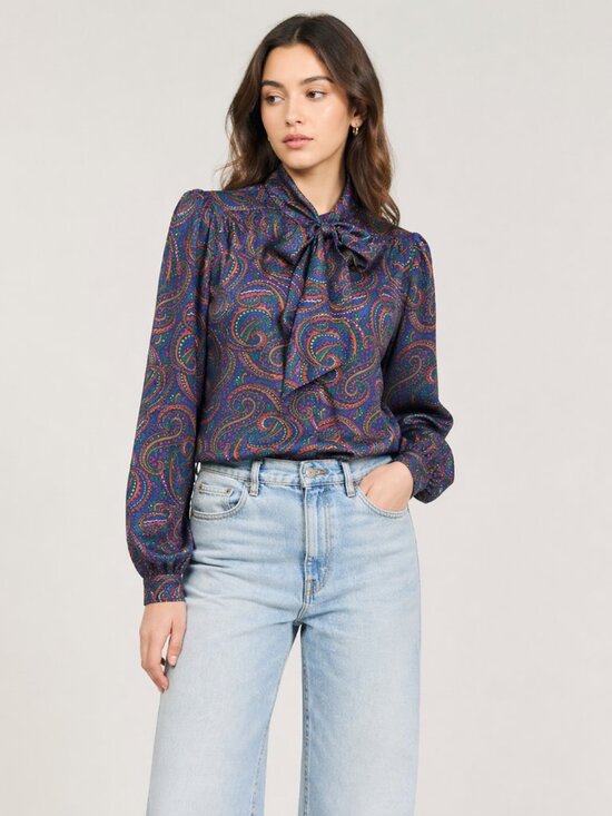 Laura & Jayne Tops - Vintage Laura & Jayne Women’s Paisley Bow Tie Lightweight Blouse Sz P10
